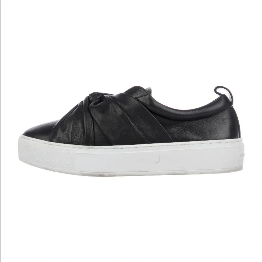 Rebecca‎ Minkoff Nicole Leather Platform Slip On Sneaker Black Size 6 1/2 M